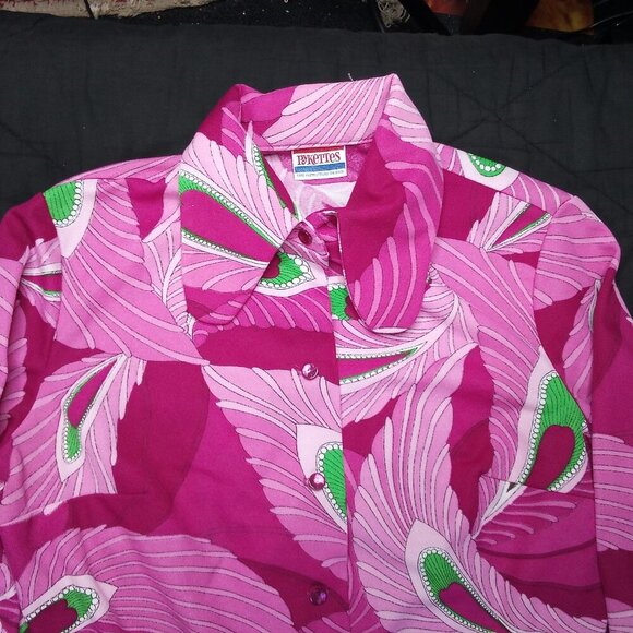 Vintage Pykettes Paisley Flourish Polyester Disco Shirt - Picture 1 of 5